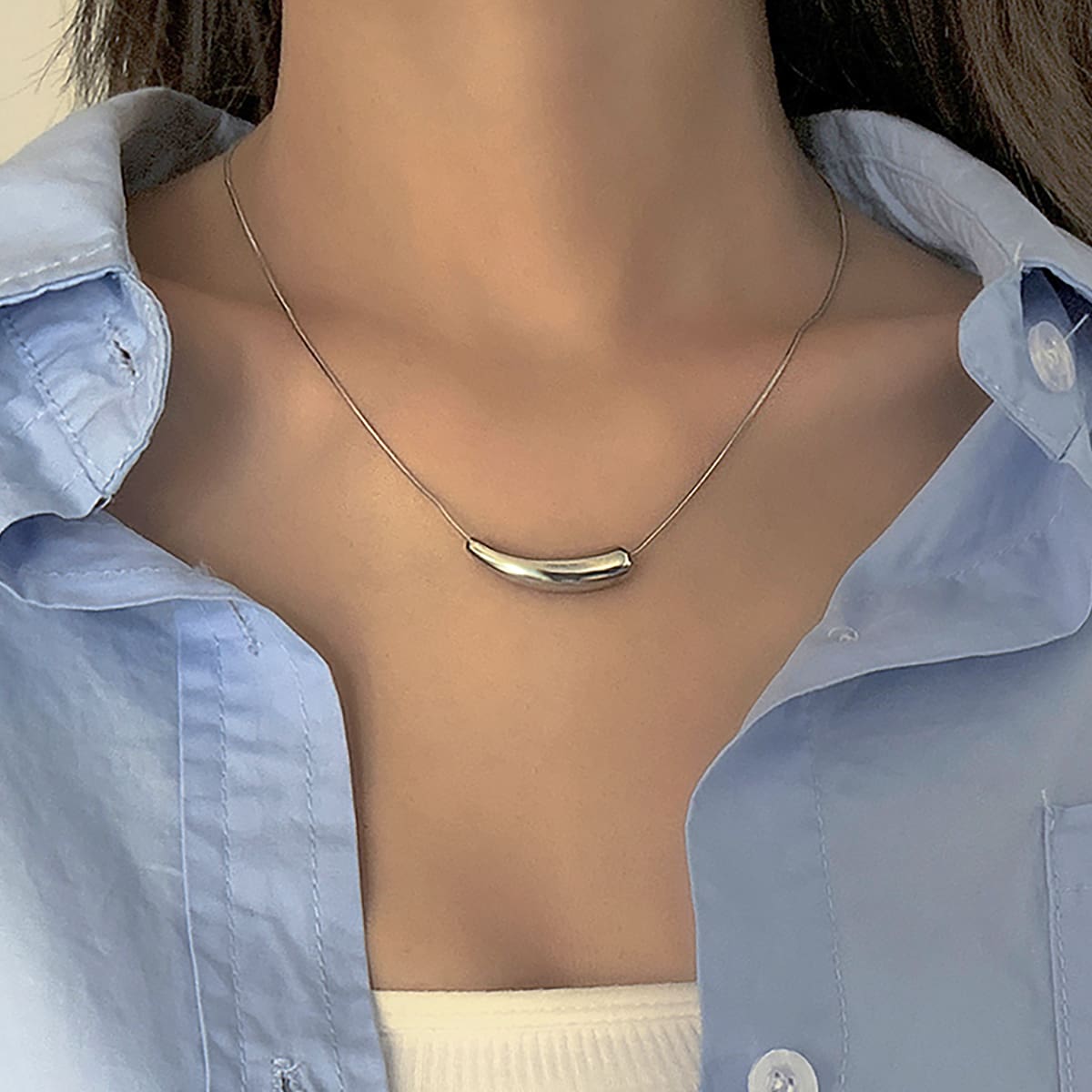 

Minimalist Pendant Chain Necklace, Silver