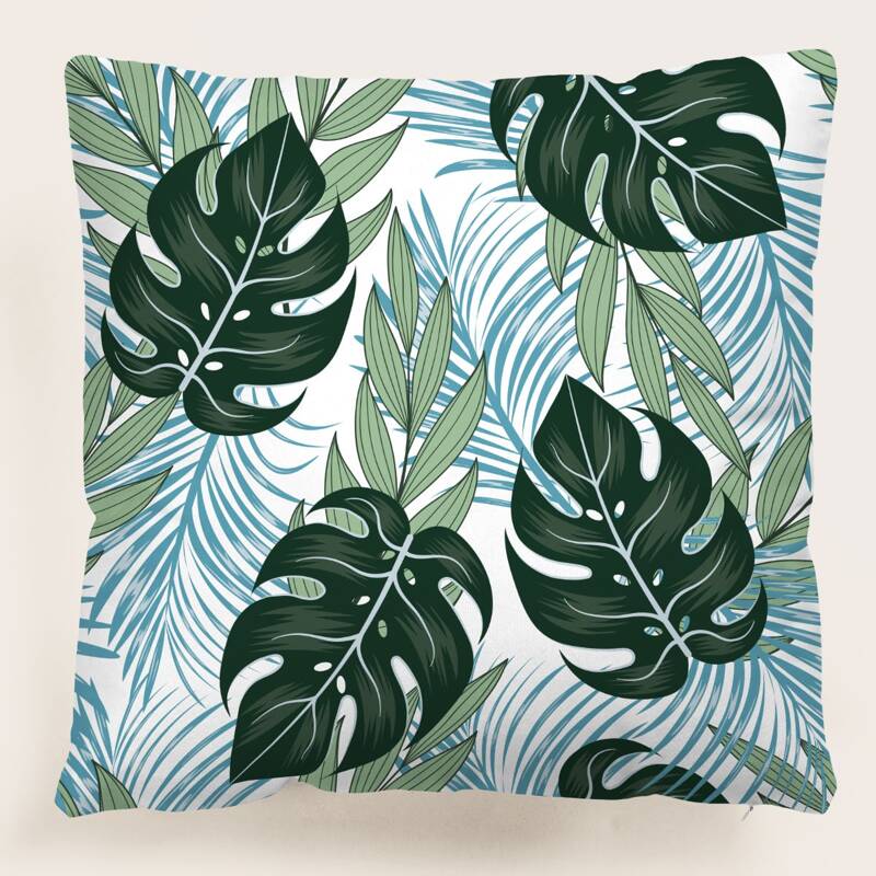 

Leaf Print Cushion Cover Without Filler, Multicolor