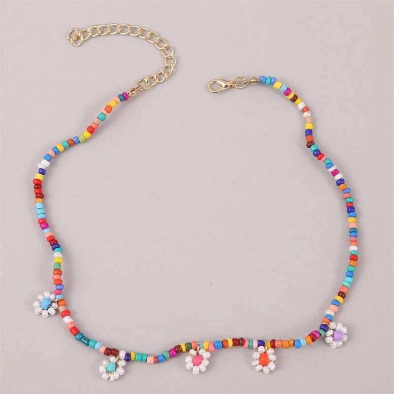

Floral Beaded Decor Necklace, Multicolor