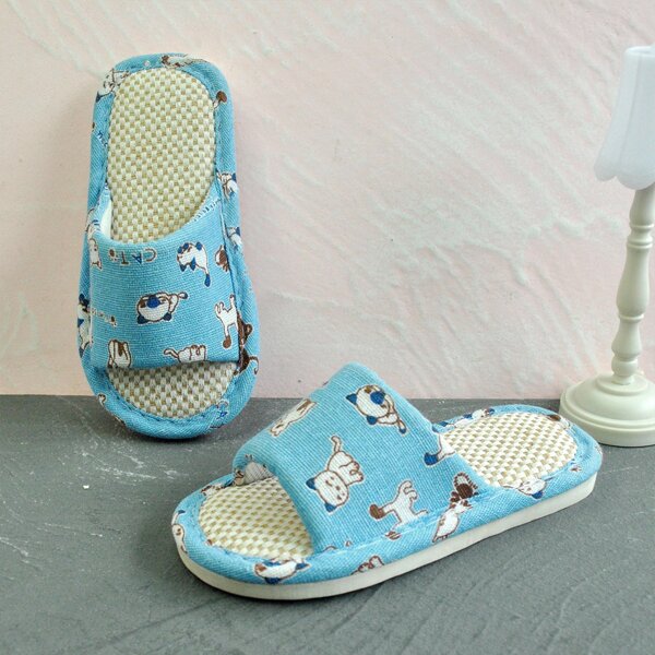 

Toddler Boys Cartoon Graphic Bedroom Slippers, Blue