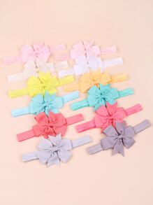 bilicaca 小女童12入組蝴蝶結裝飾髮帶 - 彩色 - 查看 2