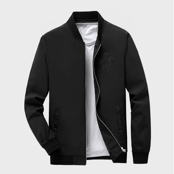 

Men 1pc Zip Up Bomber Jacket, Black
