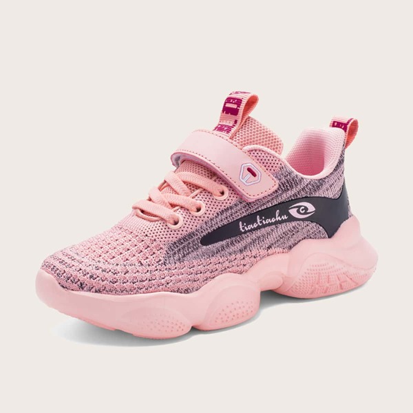 

Girls Letter Graphic Velcro Strap Sneakers, Pink