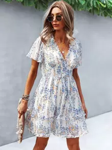 Breezaya 碎花印花生菜边连衣裙度假海滩装女装