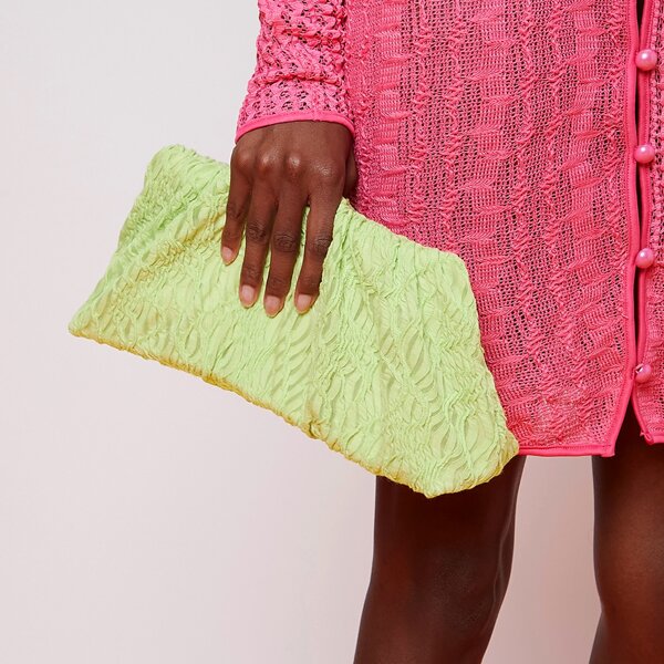 

Minimalist Ruched Clutch Bag, Green
