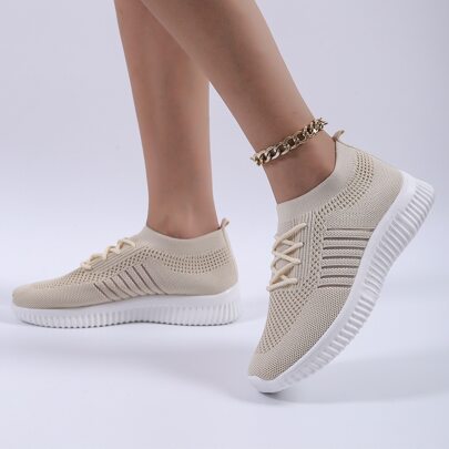 Minimalist Knit Panel Running Shoes