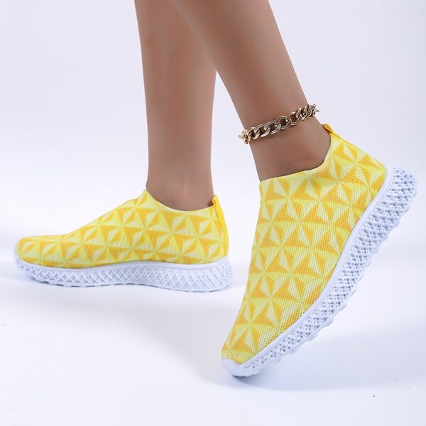 

Geometric Graphic Slip-On Sneakers, Yellow