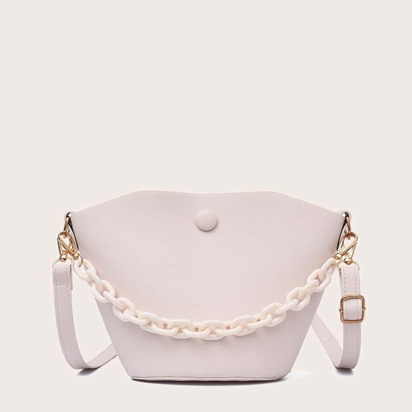 

Minimalist Snap Bucket Bag, Beige