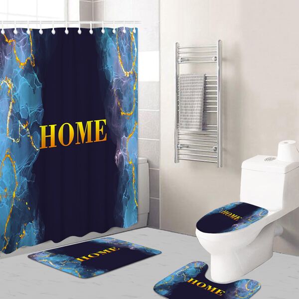 

1pc Letter Graphic Bath Mat Or Shower Curtain, Multicolor