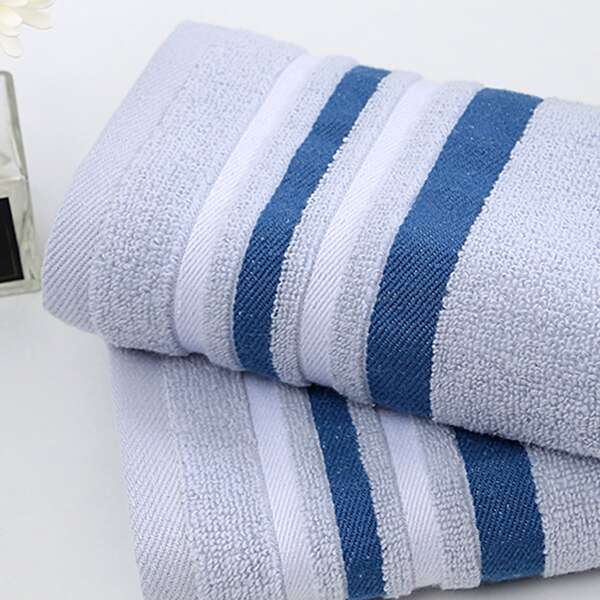 

1pc Striped Pattern Face Towel, Grey