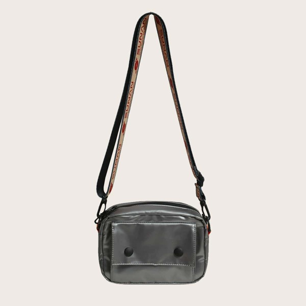 

Minimalist Metallic Crossbody Bag, Dark grey