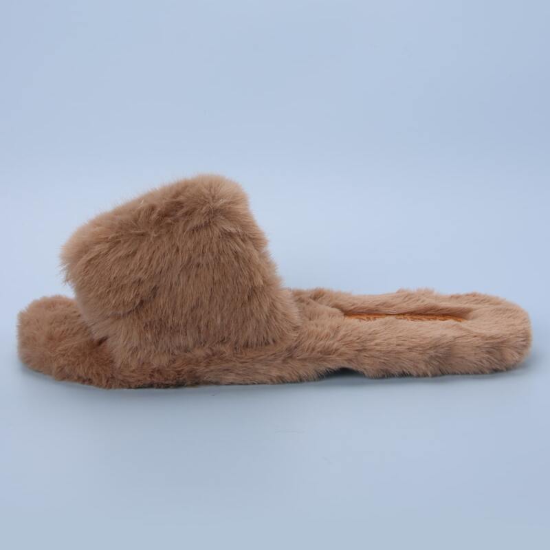 

Fluffy Flat Sandals, Brown