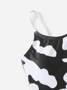 女孩奶牛圖案連體泳衣