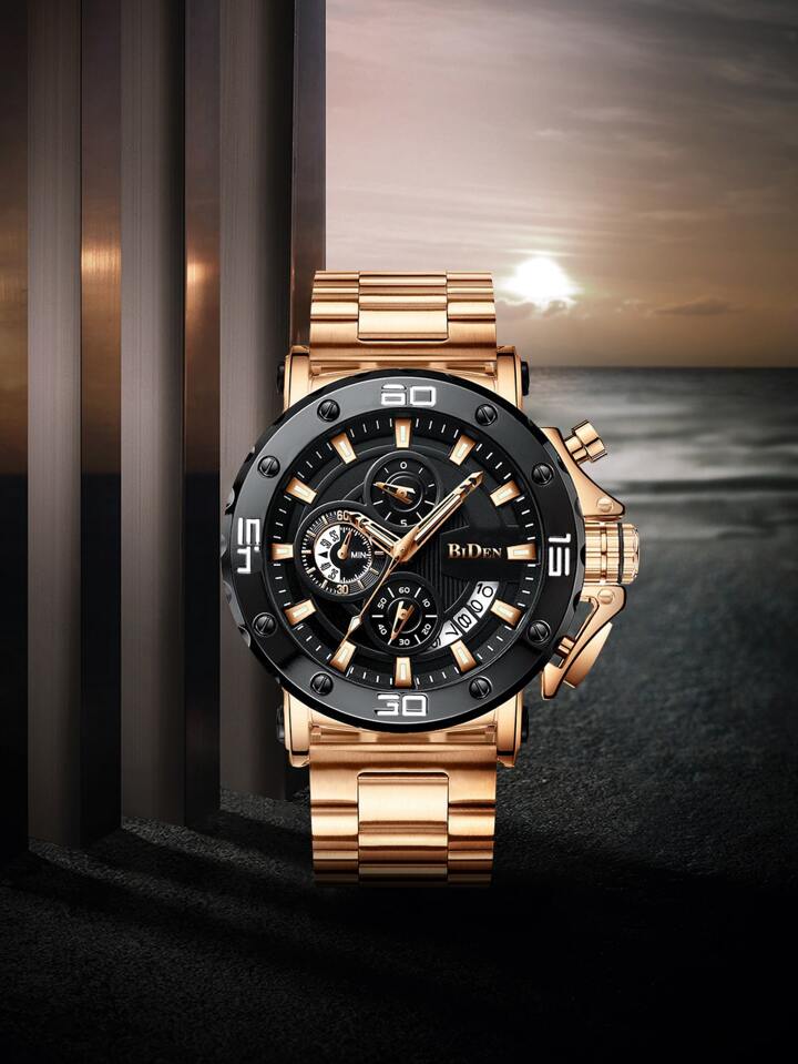 Men Triple Dial Date Quartz Watch SHEIN