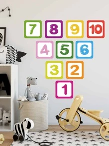 1set Kids Digital Graphic Floor Sticker, Cartoon PVC Number Print Floor Game Sticker For Household Floor Tiles Flooring Floor Tiles Self Adhesive Floor Tiles Peel Stick Living Room Decor Room Decor Home Decor Kitchen - Multicolor - View 3