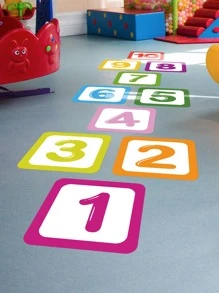 1set Kids Digital Graphic Floor Sticker, Cartoon PVC Number Print Floor Game Sticker For Household Floor Tiles Flooring Floor Tiles Self Adhesive Floor Tiles Peel Stick Living Room Decor Room Decor Home Decor Kitchen - Multicolor - View 4