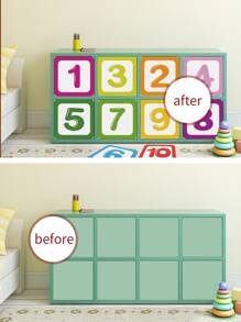1set Kids Digital Graphic Floor Sticker, Cartoon PVC Number Print Floor Game Sticker For Household Floor Tiles Flooring Floor Tiles Self Adhesive Floor Tiles Peel Stick Living Room Decor Room Decor Home Decor Kitchen - Multicolor - View 6