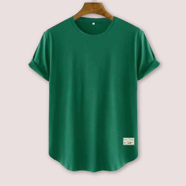 

Men Patched Round Neck Tee, Green