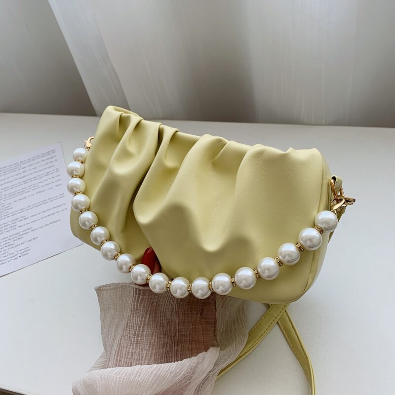 

Ruched Baguette Bag, Yellow
