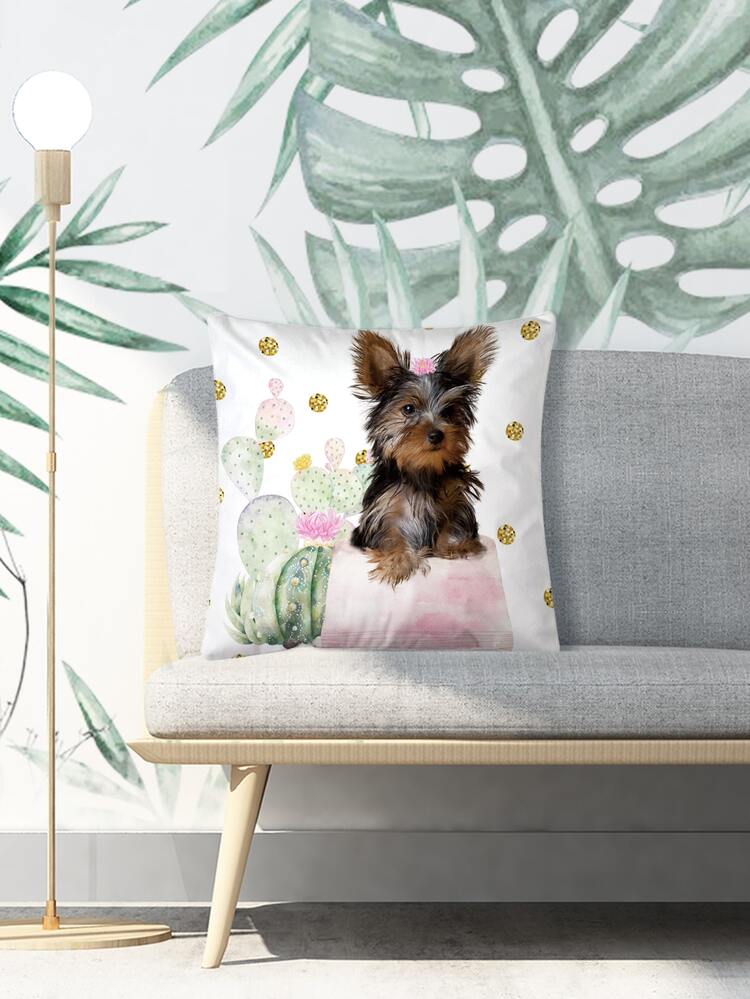 Federa Per Cuscino 40x40 Cm Con Stampa Acquerello Cane – Realizzata A Mano Nel Regno Unito – Stoffa Stile Lino – Regalo Per Amanti Dei Cani