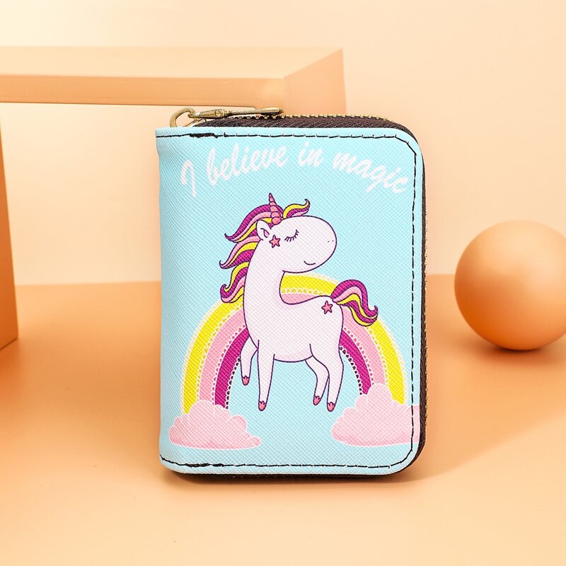 

Unicorn Pattern Zip Around Card Holder, Blue