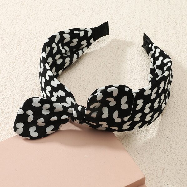 

Two Tone Bow Decor Headband, Black and white