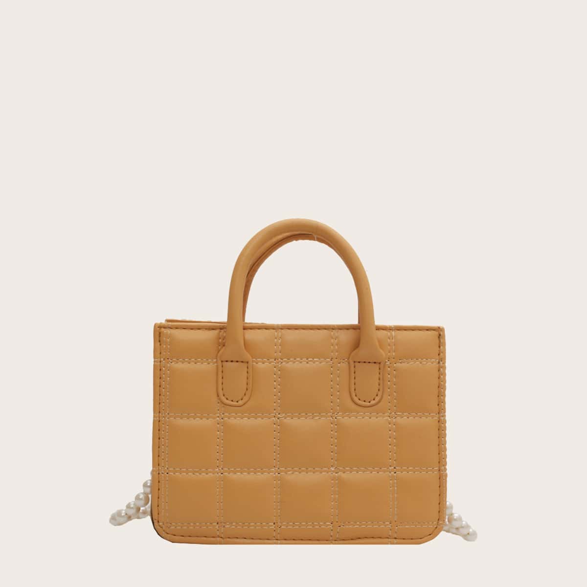 

Quilted Pearl Strap Bag, Yellow