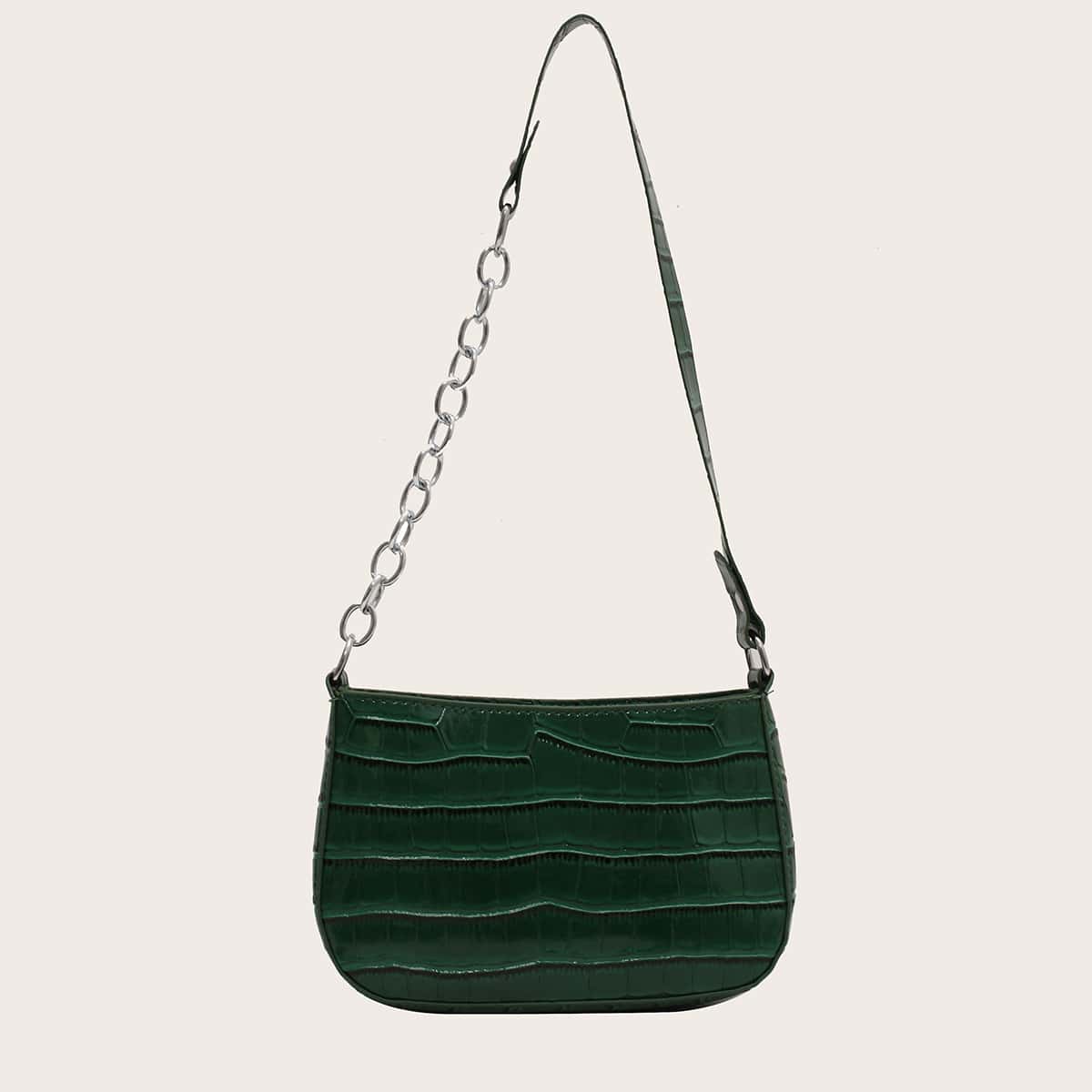 

Croc Embossed Shoulder Bag, Green