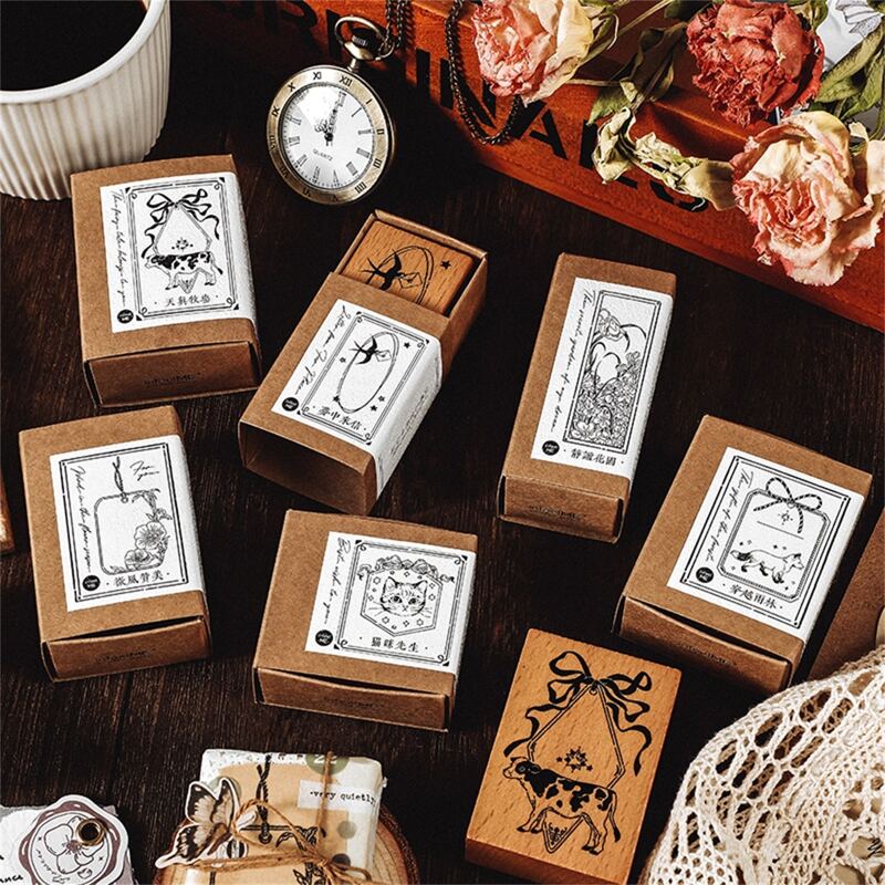 

1pc Random Pattern Wooden Stamp, Multicolor