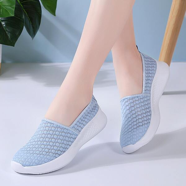 

Minimalist Graphic Slip On Sneakers, Baby blue