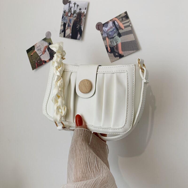 

Snap Button Shoulder Bag, White