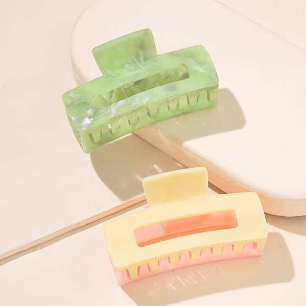 

2pcs Simple Hair Claw, Multicolor