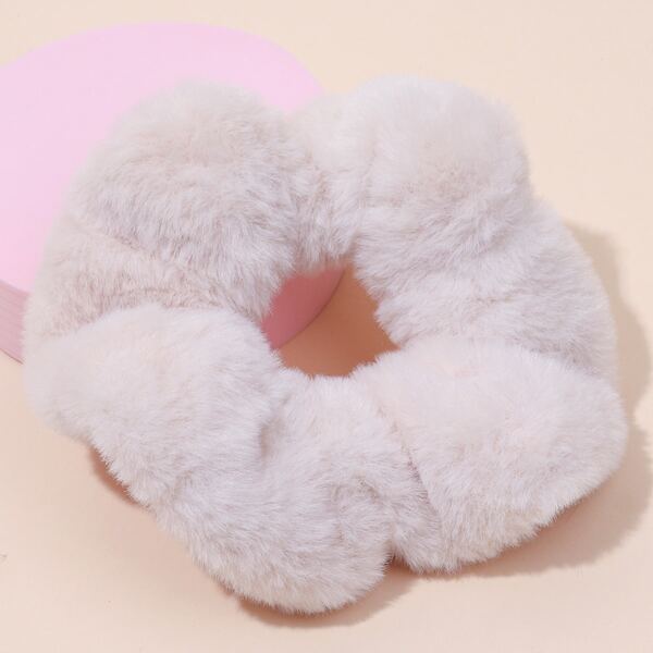 

Solid Fuzzy Scrunchie, Beige