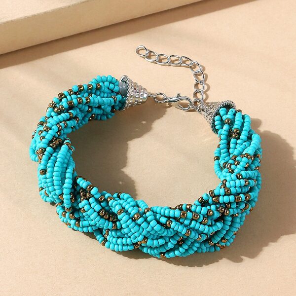 

Beaded Wide Bracelet, Blue