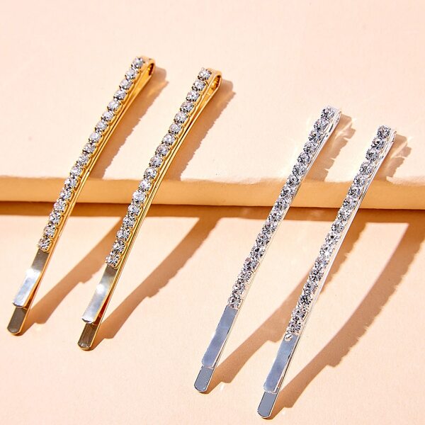 

4pcs Rhinestone Decor Hair Clip, Multicolor