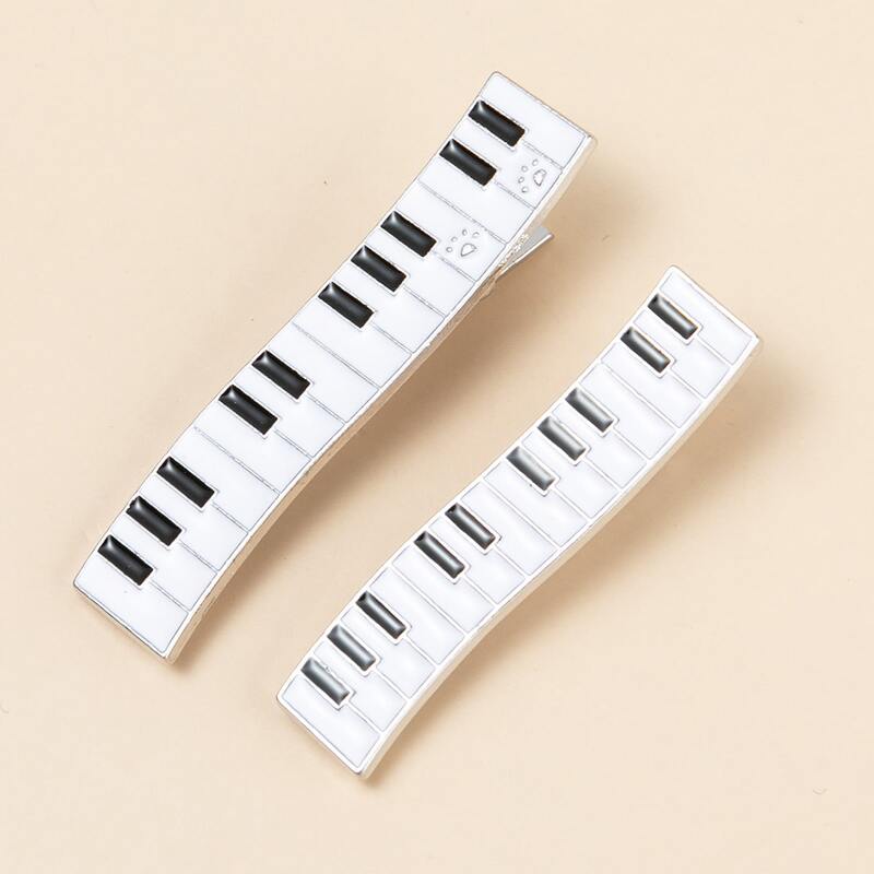 

2pcs Piano Hair Clip, Silver