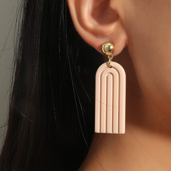 

Geometric Drop Earrings, Khaki