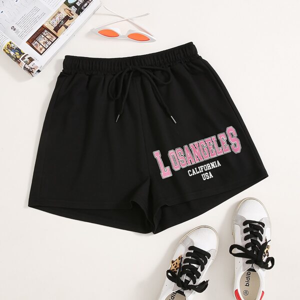 

Letter Graphic Track Shorts, Black