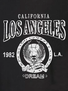 SHEIN Unity Áo hai dây Đồ họa Lá thư Giải trí - màu đen - Xem 4