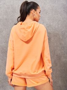SHEIN 文字刺繡 ドローストリング パーカー