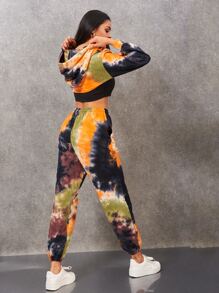 SHEIN 紮染腰部抽繩束腳褲 - 彩色 - 查看 2