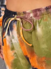 SHEIN 紮染腰部抽繩束腳褲 - 彩色 - 查看 3