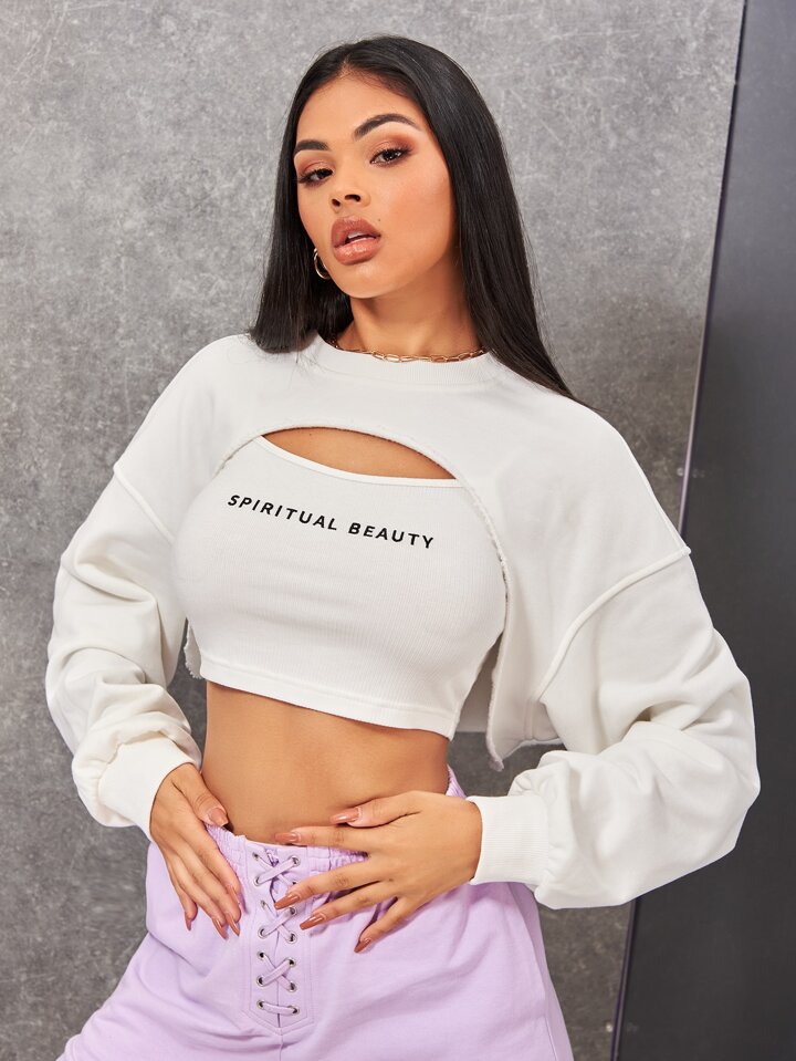 Crop Top Sueter Shein 2021 Shein Crop Pullover SheIn Women's Rib