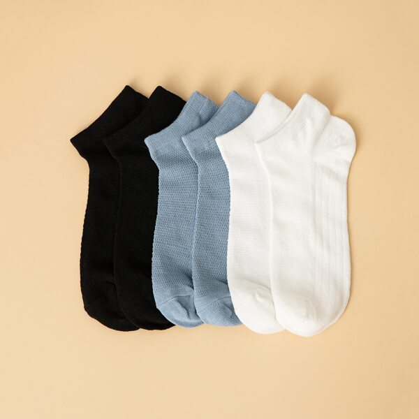 

6pairs Men Solid Ankle Socks, Multicolor