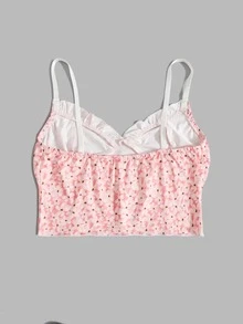 Áo khoác và áo lót dành cho xe tăng nữ viền lá sen Họa tiết hoa Boho - Màu Hồng  San hô - Xem 2