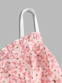 Áo khoác và áo lót dành cho xe tăng nữ viền lá sen Họa tiết hoa Boho - Màu Hồng  San hô - Xem 4