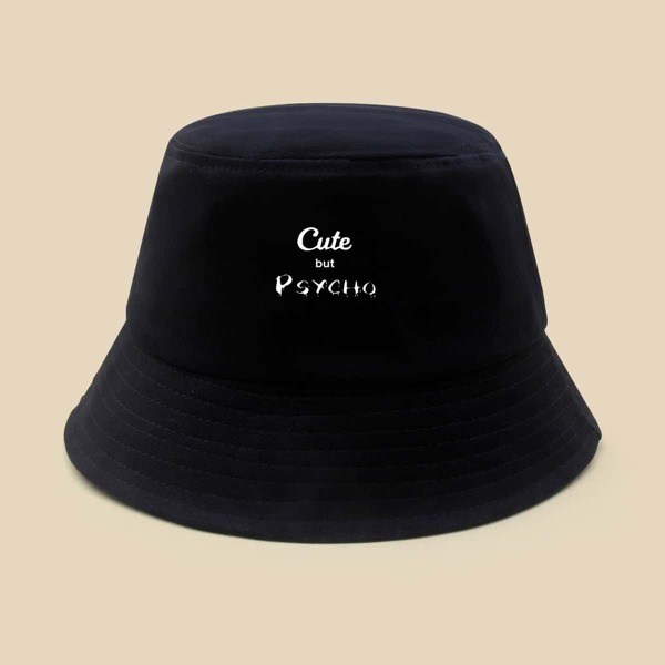 

Letter Graphic Bucket Hat, Black