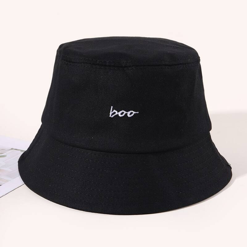 

Letter Graphic Embroidery Bucket Hat, Black
