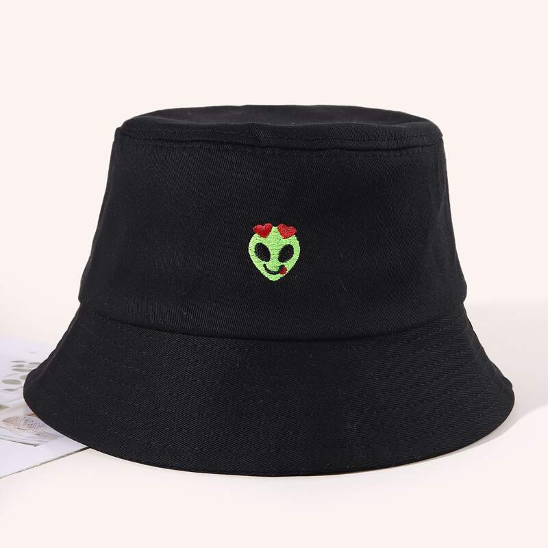 

Alien Graphic Embroidery Bucket Hat, Black