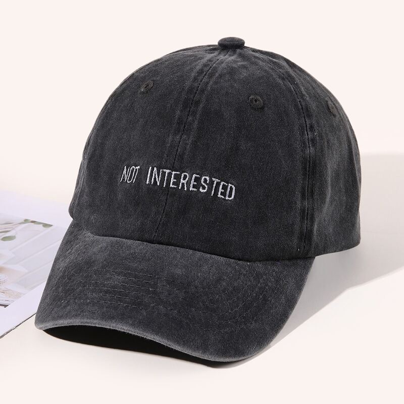 

Slogan Embroidery Baseball Cap, Dark grey